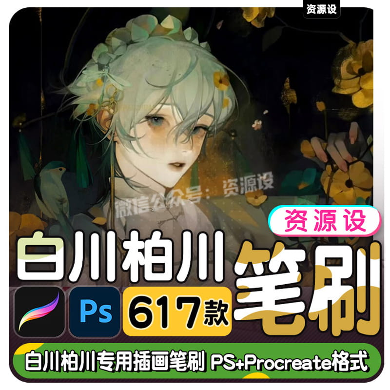 白川柏川ipad笔刷ps笔刷procreate笔刷artstudio笔刷板绘绘画插画【2839期】