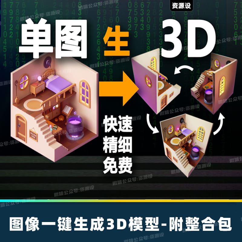 图片一键生成3D模型TRELLIS软件AI建模工具2d图片转3d资产电脑版图片转3D模型【3083期】