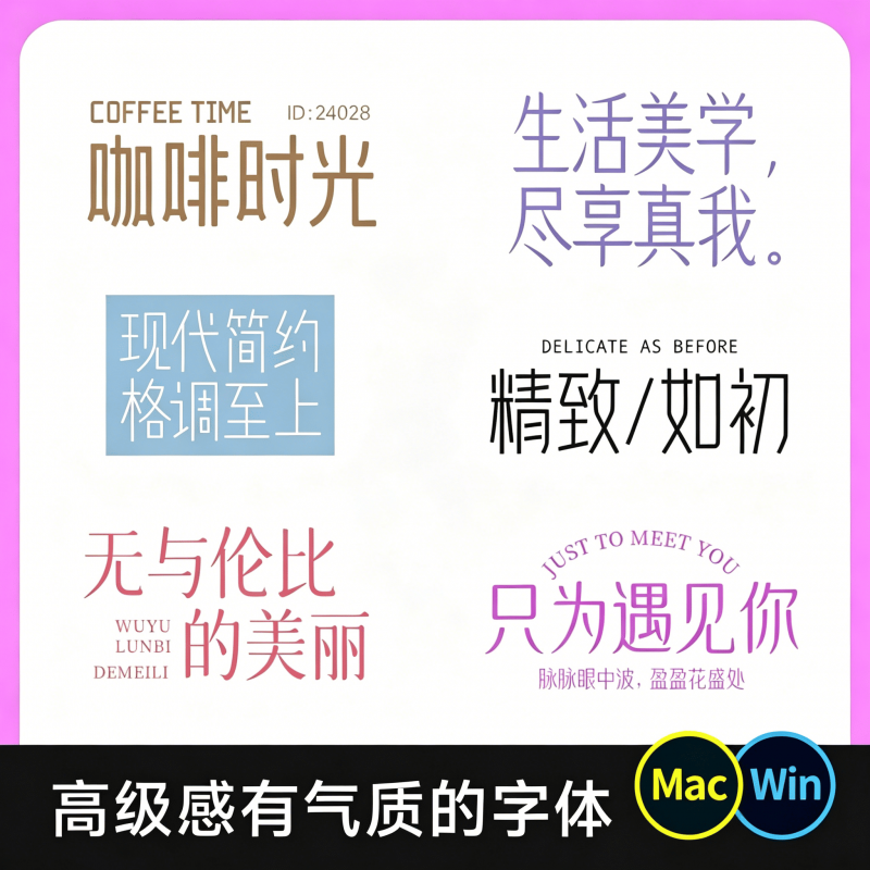 高级感有气质优雅字体 简约精致高端女性品牌设计优美时尚Mac Win【3676期】
