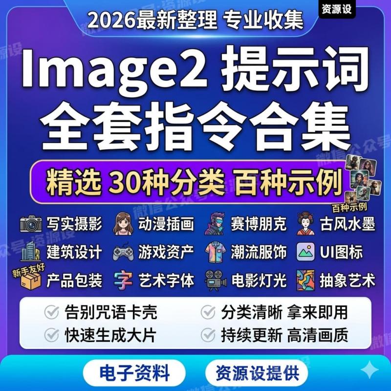 GPT image 2提示词全套30种分类百种示例指令合集【3657期】