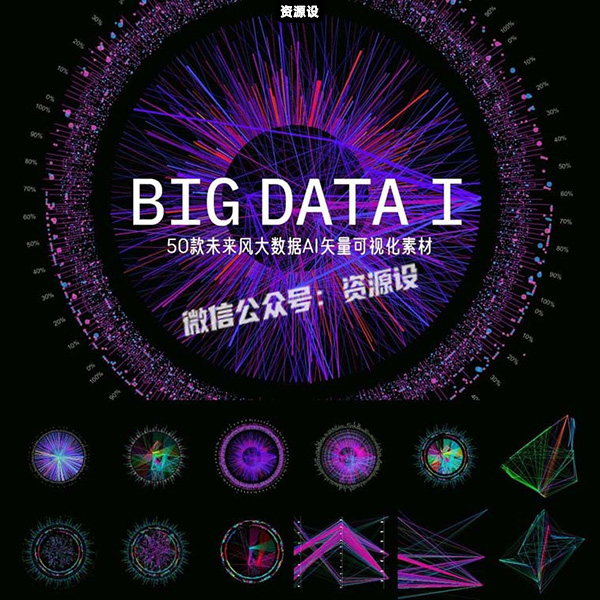 未来科技大数据可视化圆形线条图形赛博网络节点矢量界面装饰素材【3798期】